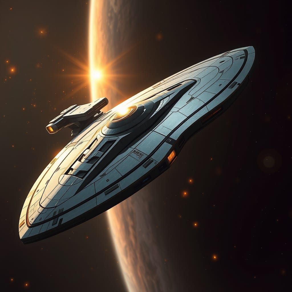 Star Trek Spaceship Soars Through Cosmic Depths