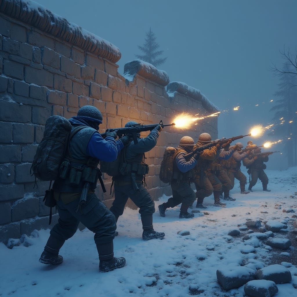 Night Battle at Broken Wall: Fantasy Concept Art Style