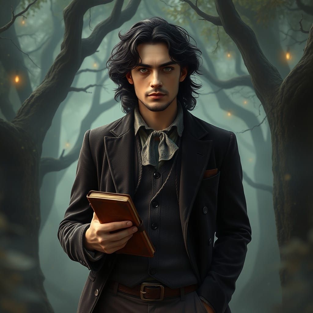 Ethereal Poet in Whimsical Academia