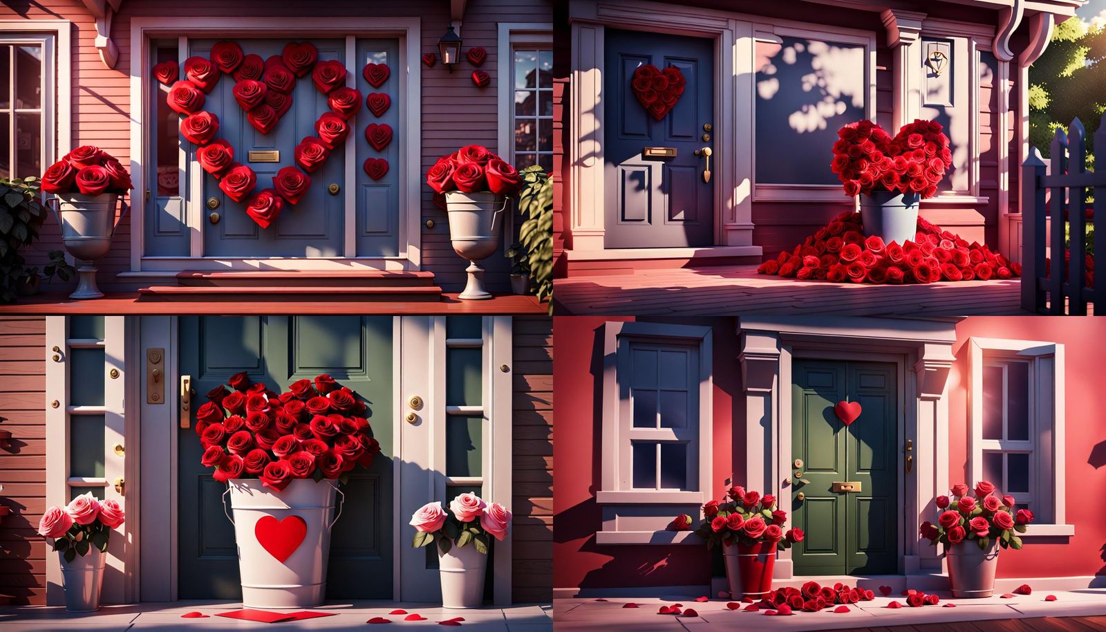 Heart Roses and Love Letter, 3D Rendered