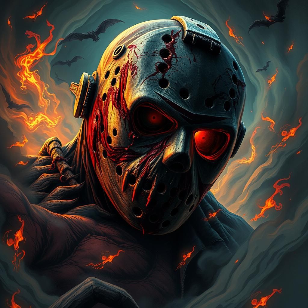 Jason Voorhees as Demon in Hellish Landscape
