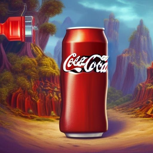 Delicious Coca-Cola Front View in Detailed Matte Painting