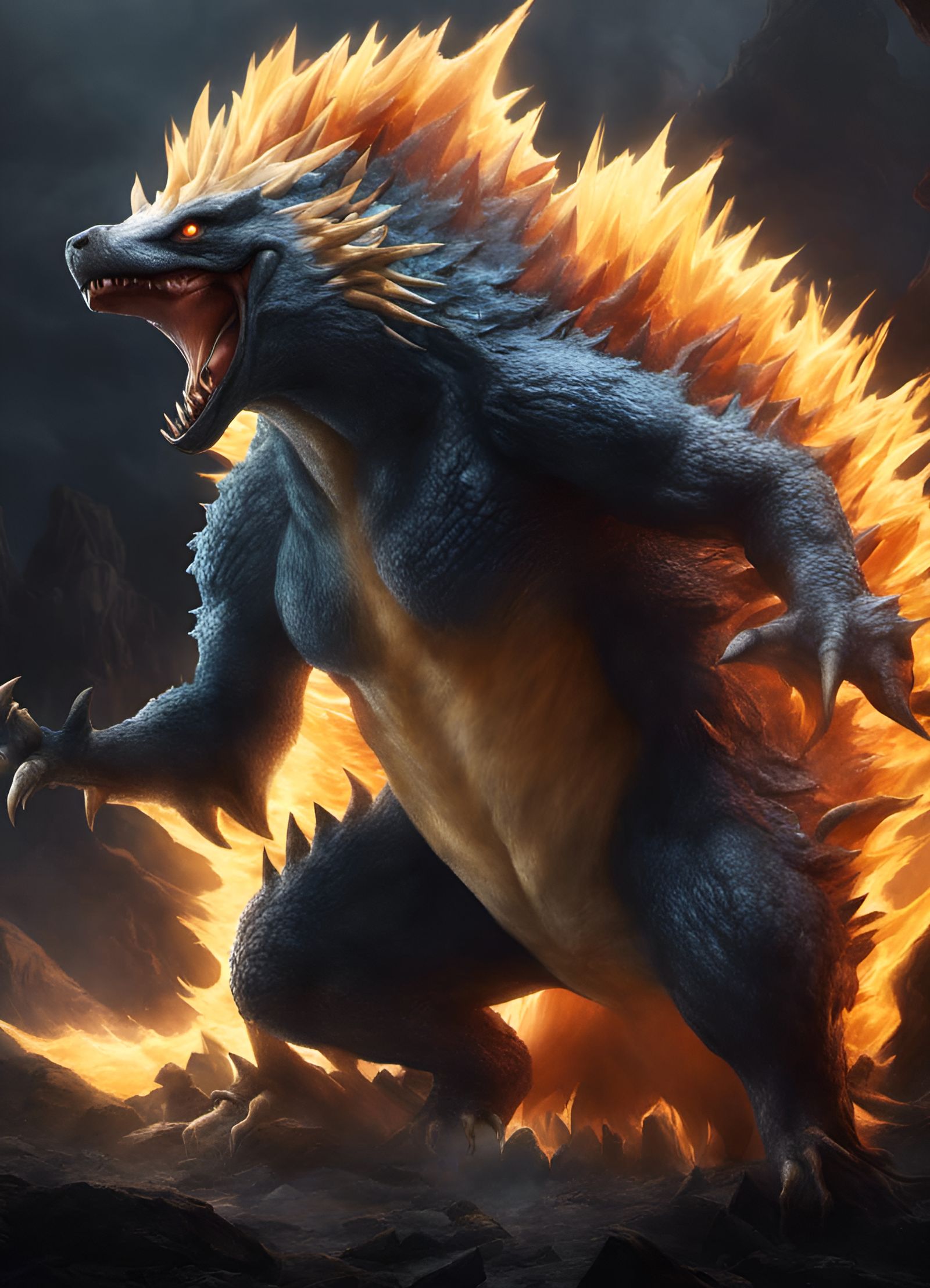 Typhlosion as a Hyperdetailed Monster Artwork