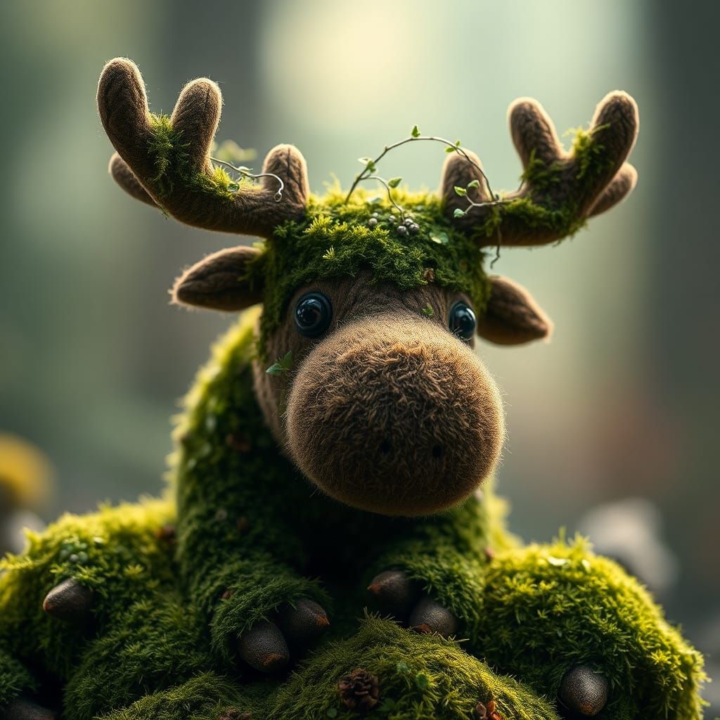 Mossy Moose Plush Toy, Cinematic Film Still
