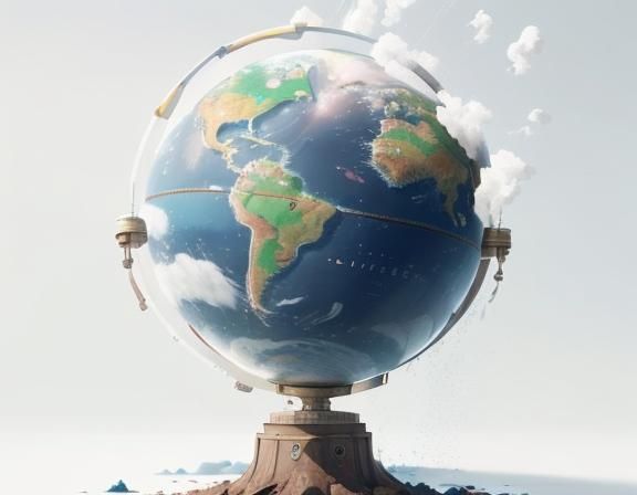 1920s Globe in Space with Cityscape Horizon