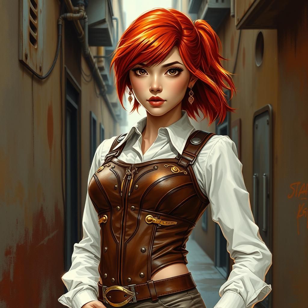 Sci-Fi Oriental Teen in Coruscant Alleyway