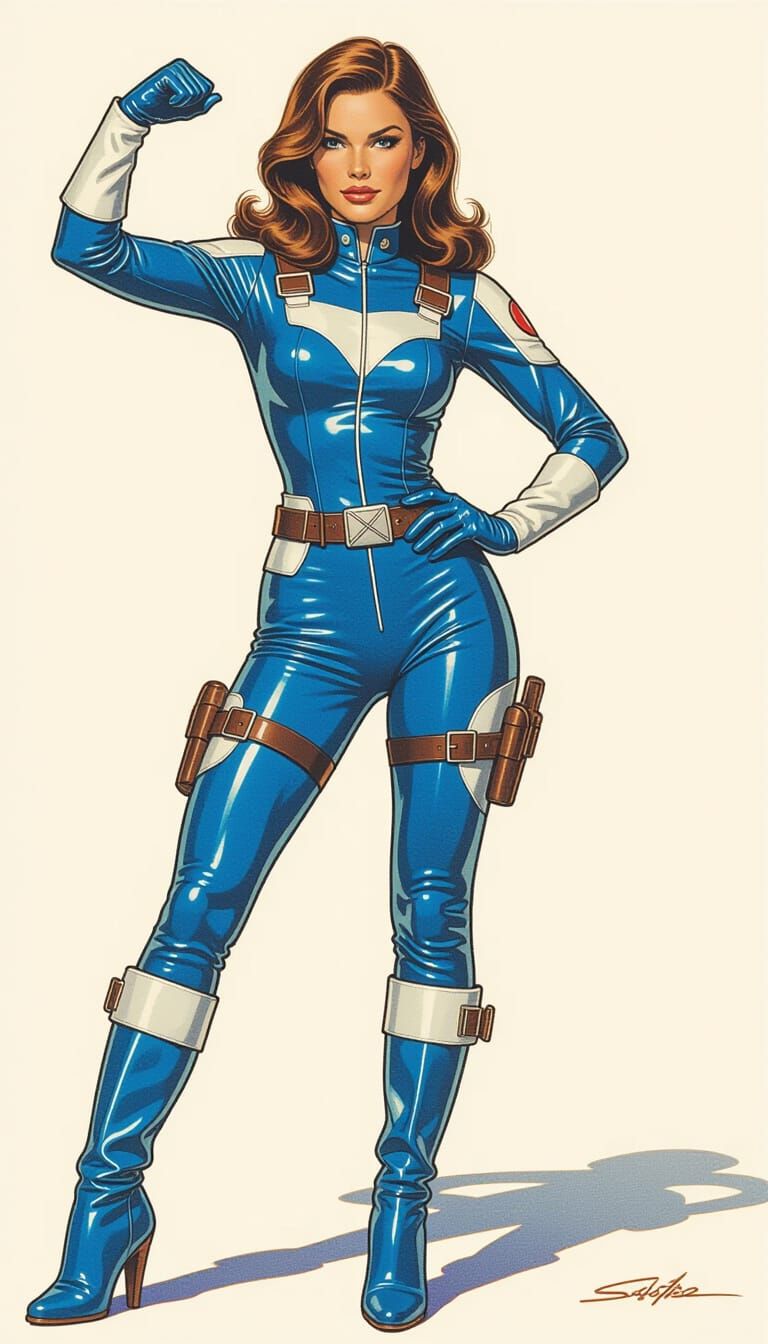 Retro-Futuristic Woman in Comic-Style Pencil Strokes