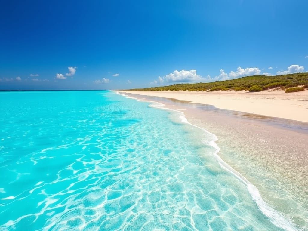 Beautiful Shallow Beach Under Bright Sky
