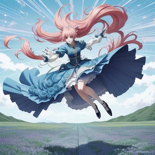 Anime Princess Runs Across Sun-Drenched Plains