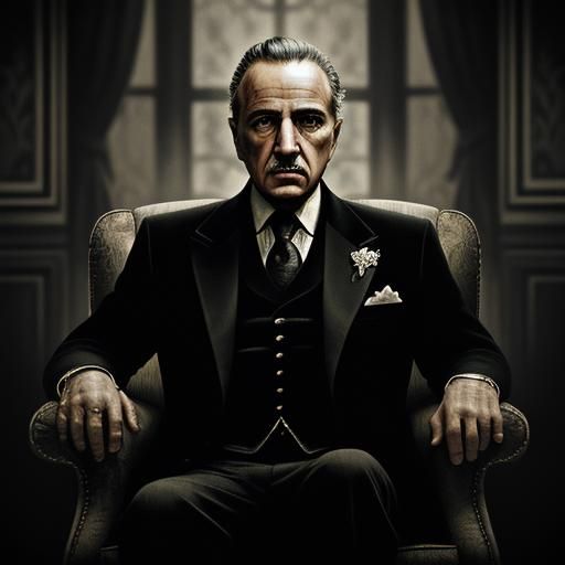 Hyperrealistic Godfather Portrait in Cinematic Style