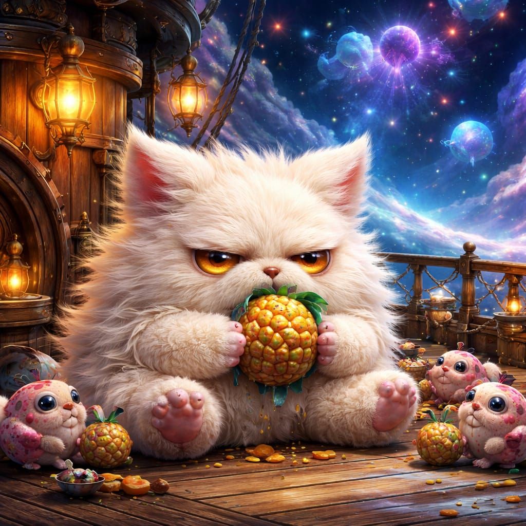 Grumpy Bubbass Eating Pineoomphle with Borlottibeings on a Steamjunk - Oh, and Bagwormpunk