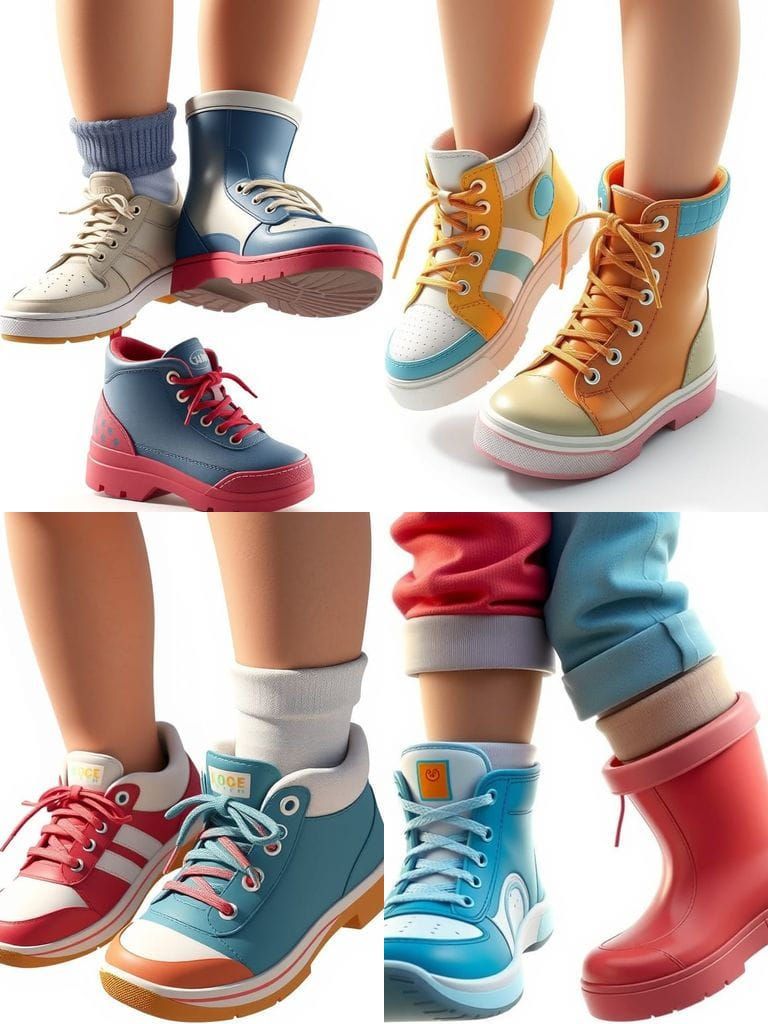 Realistic 3D Render of Children's Shoes in High-Definition