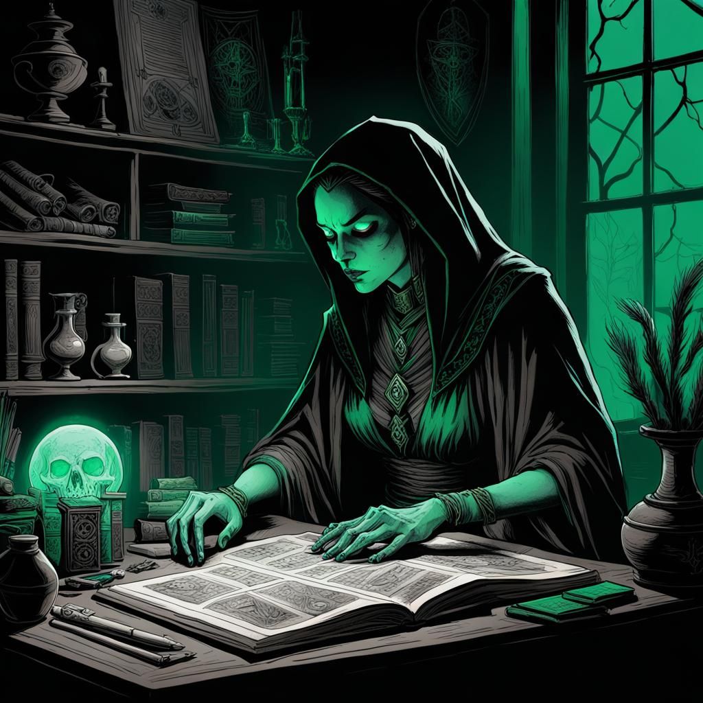 Necromancer's Ritual: Grayscale Comic Book Art