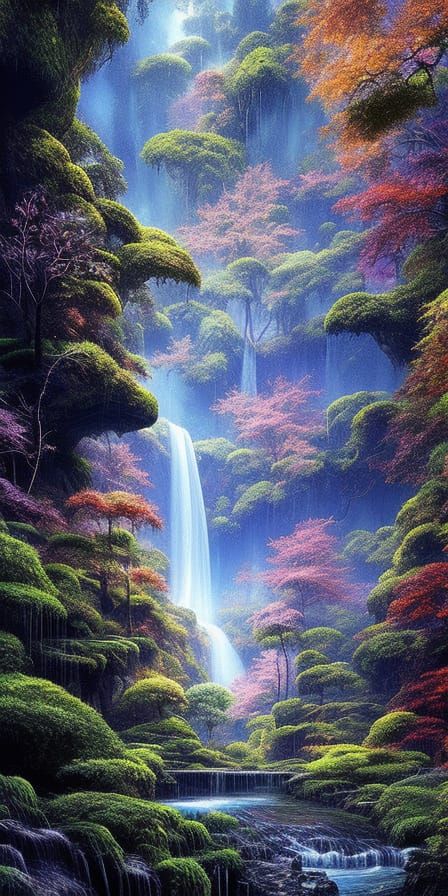 Mystical Forest Cave Entrance Digital Painting