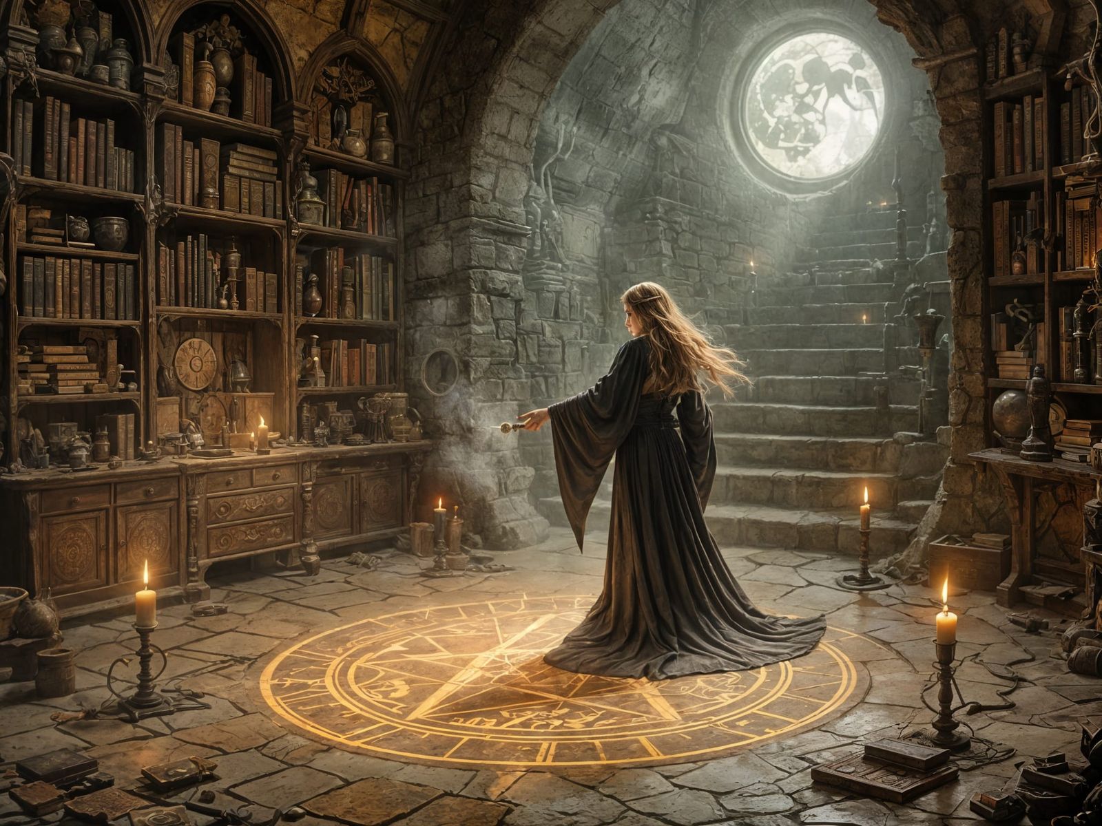 Hobbit Mage Tests Spell in Arcane Laboratory