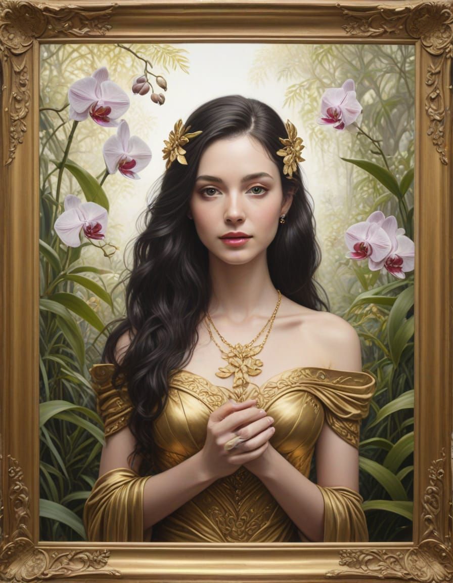 Visiting Spirit in a Gilded Romantic Orchid Grove