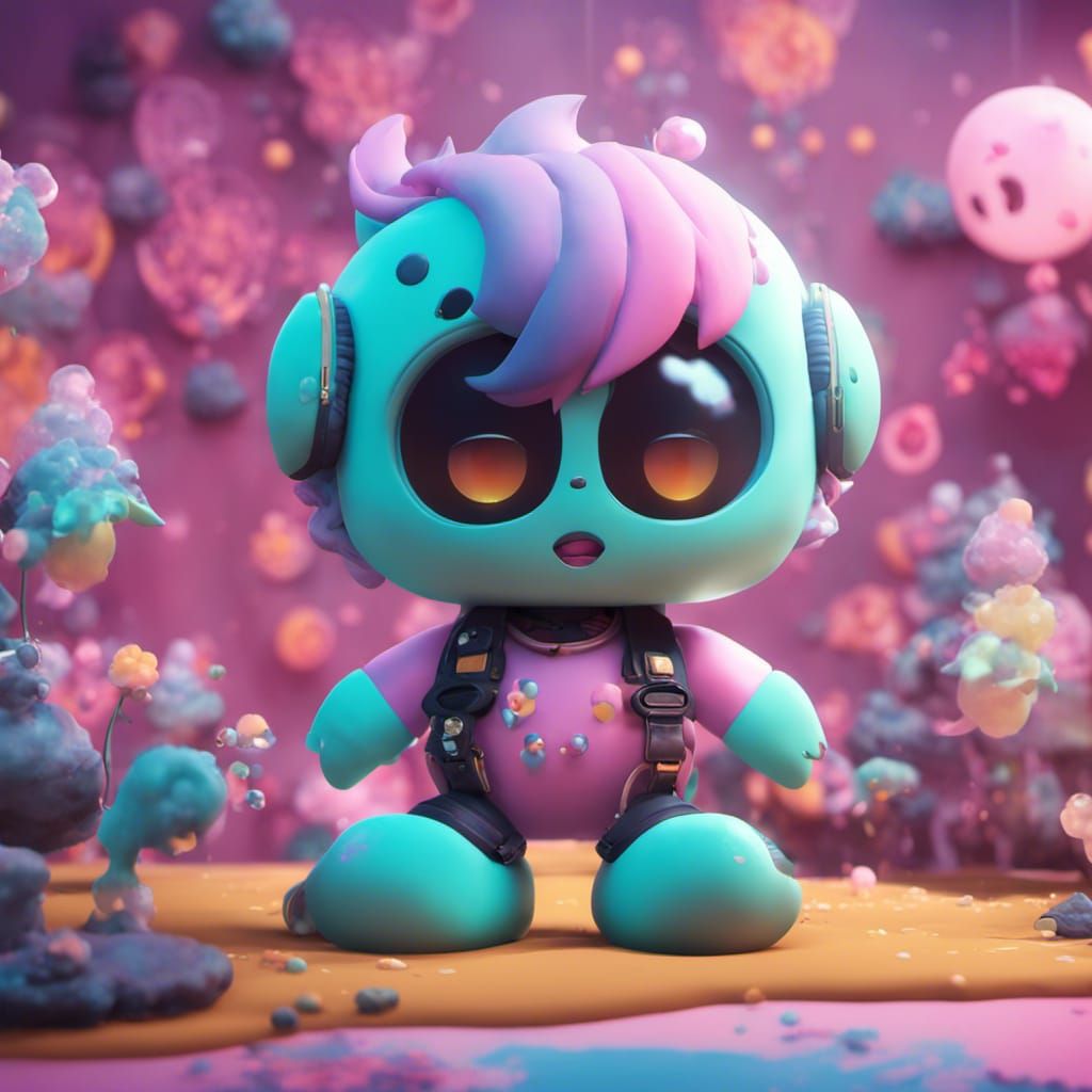 Kawaii Pastel Goth Character in 3D Game Style