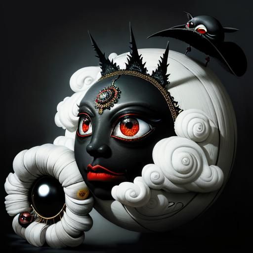 Elegant Black Eyeball Gazing Towards Clouds