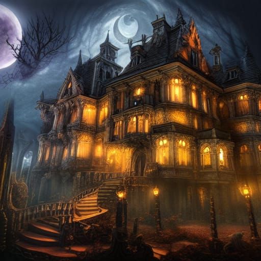 Magical Werewolf Mansion in Gothic Rococo Style