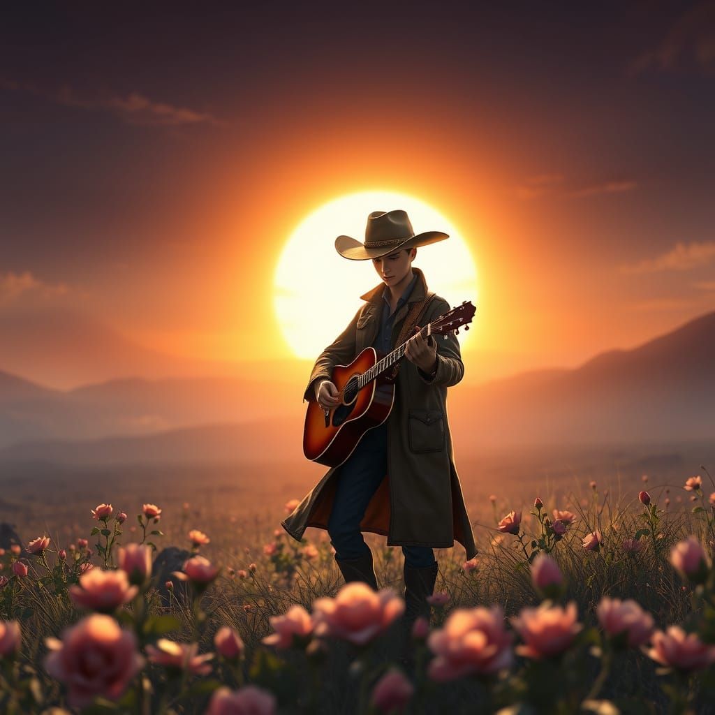 Cowboy Serenade at Dawn: 3D Anime Art