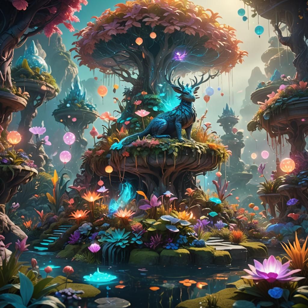 Celestial Garden Party of Mythical Creatures