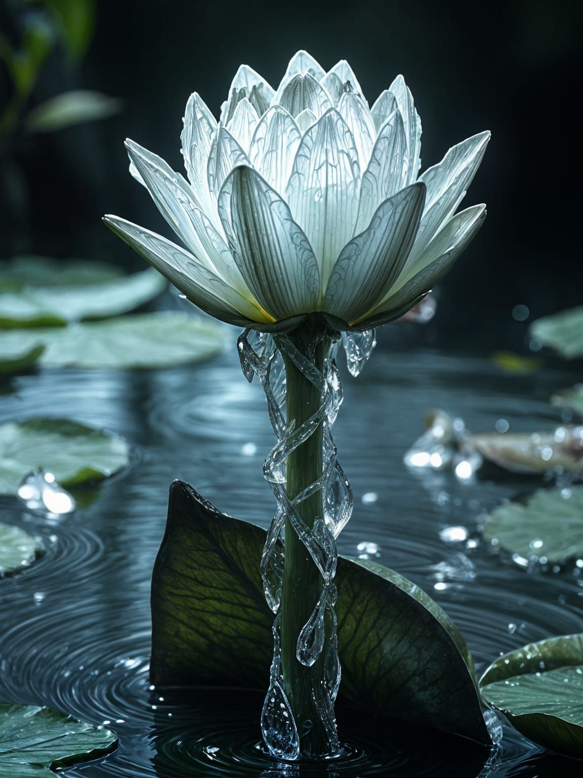 Water Lily Transforms to Ice in Dramatic Digital Painting