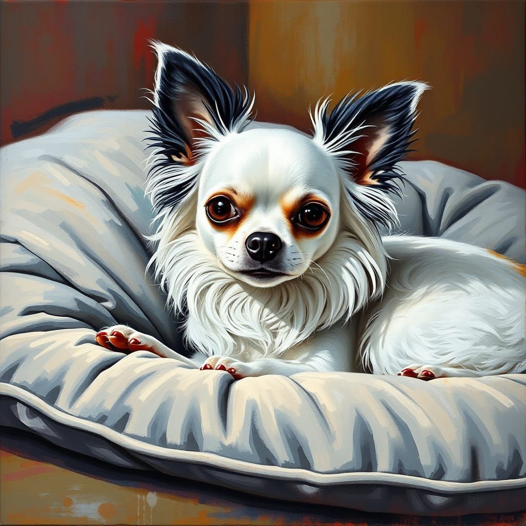 Luxurious Chihuahua Portrait in Gouache Style