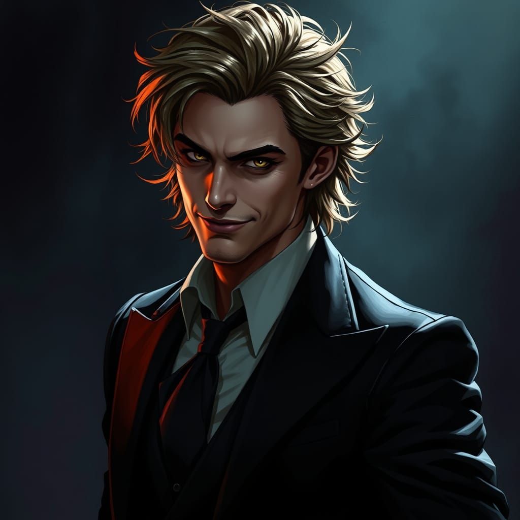 Mysterious Figure Steps into Shadows with Cheeky Smile