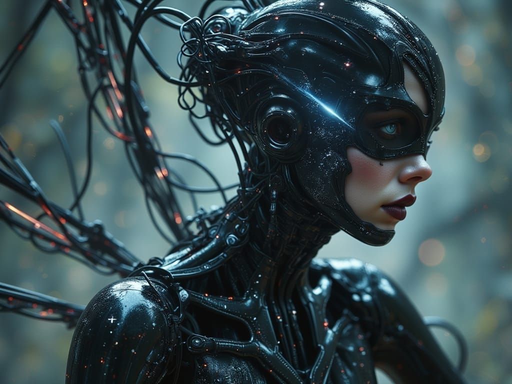 Cyborg Woman with Biomechanical Augmentation