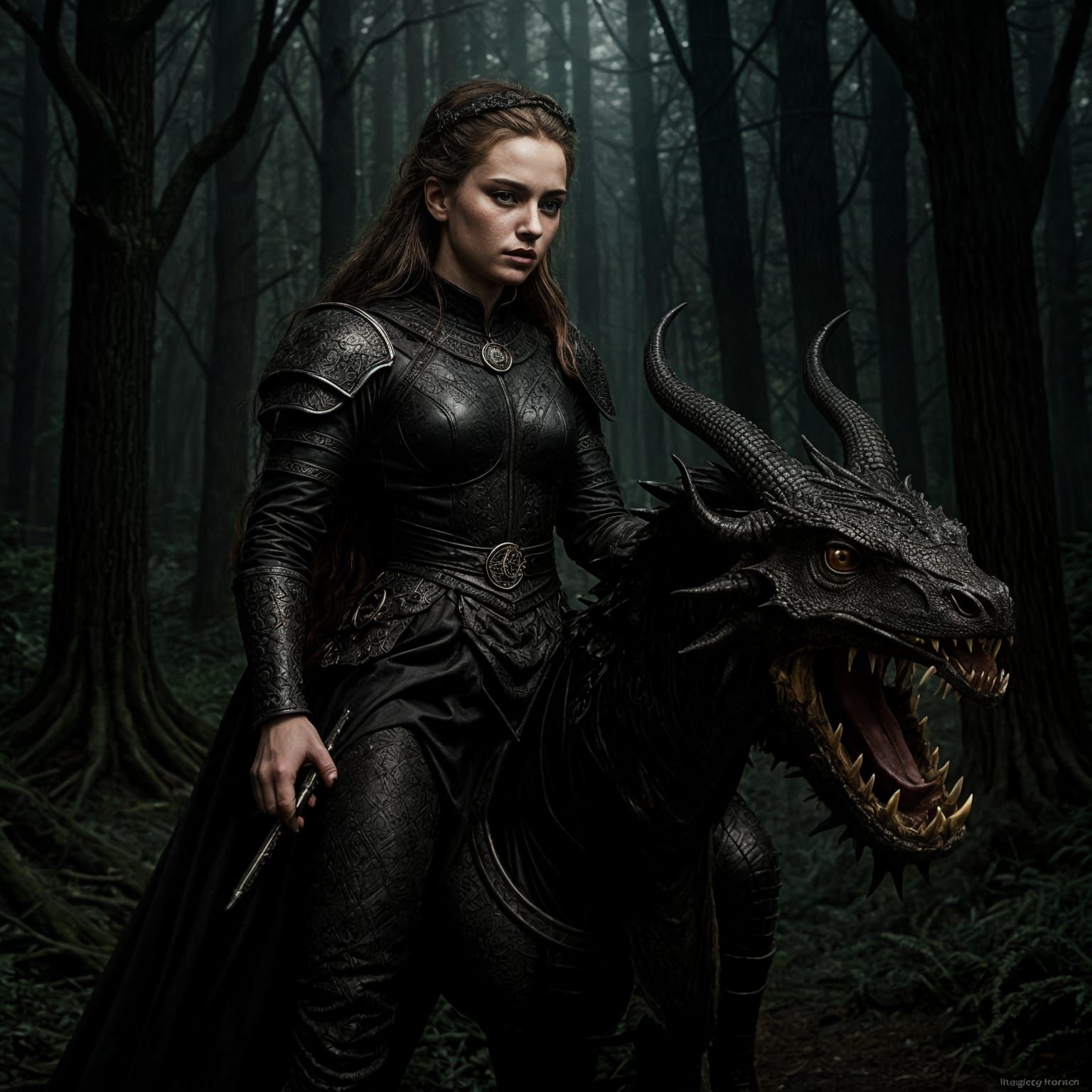 Rhaenyra Targaryen and Syrax in Baroque Style