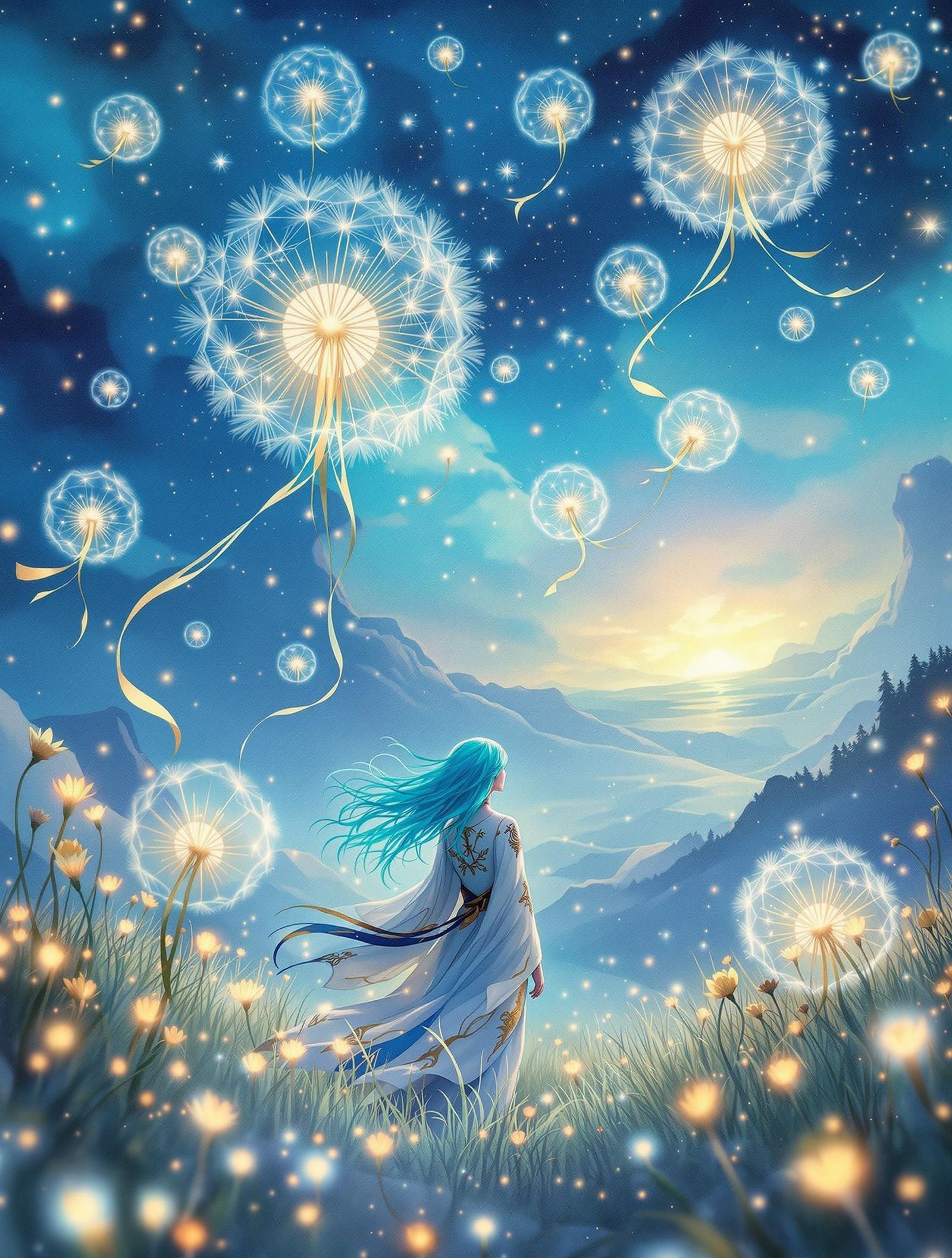 Surreal Twilight Landscape in Digital Watercolor and Airbrus...