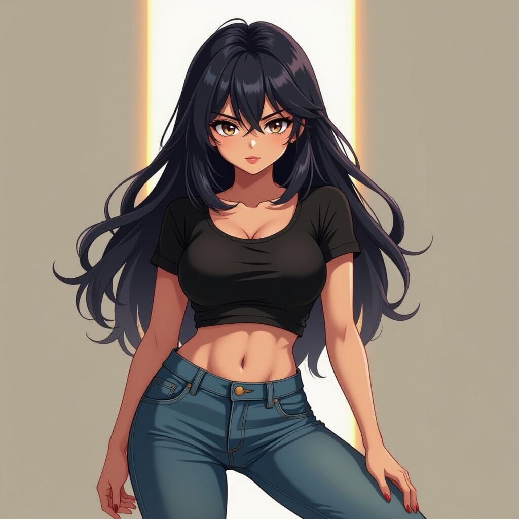 Dynamic Anime Girl in Manga-Inspired Style