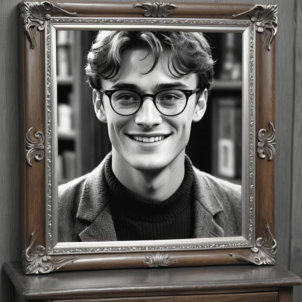 Youthful Man with Round Glasses in Silver Frame