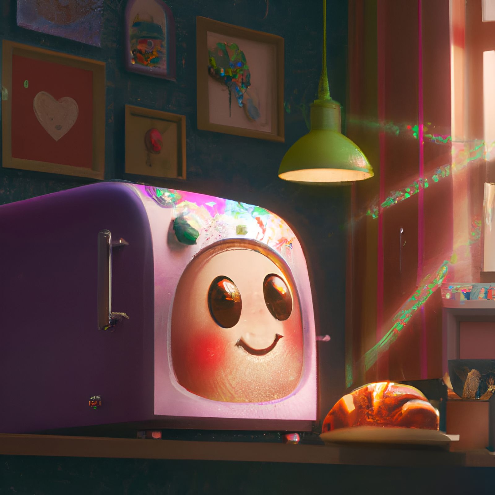 Adorable Toaster Oven Poster: 3D Render Art