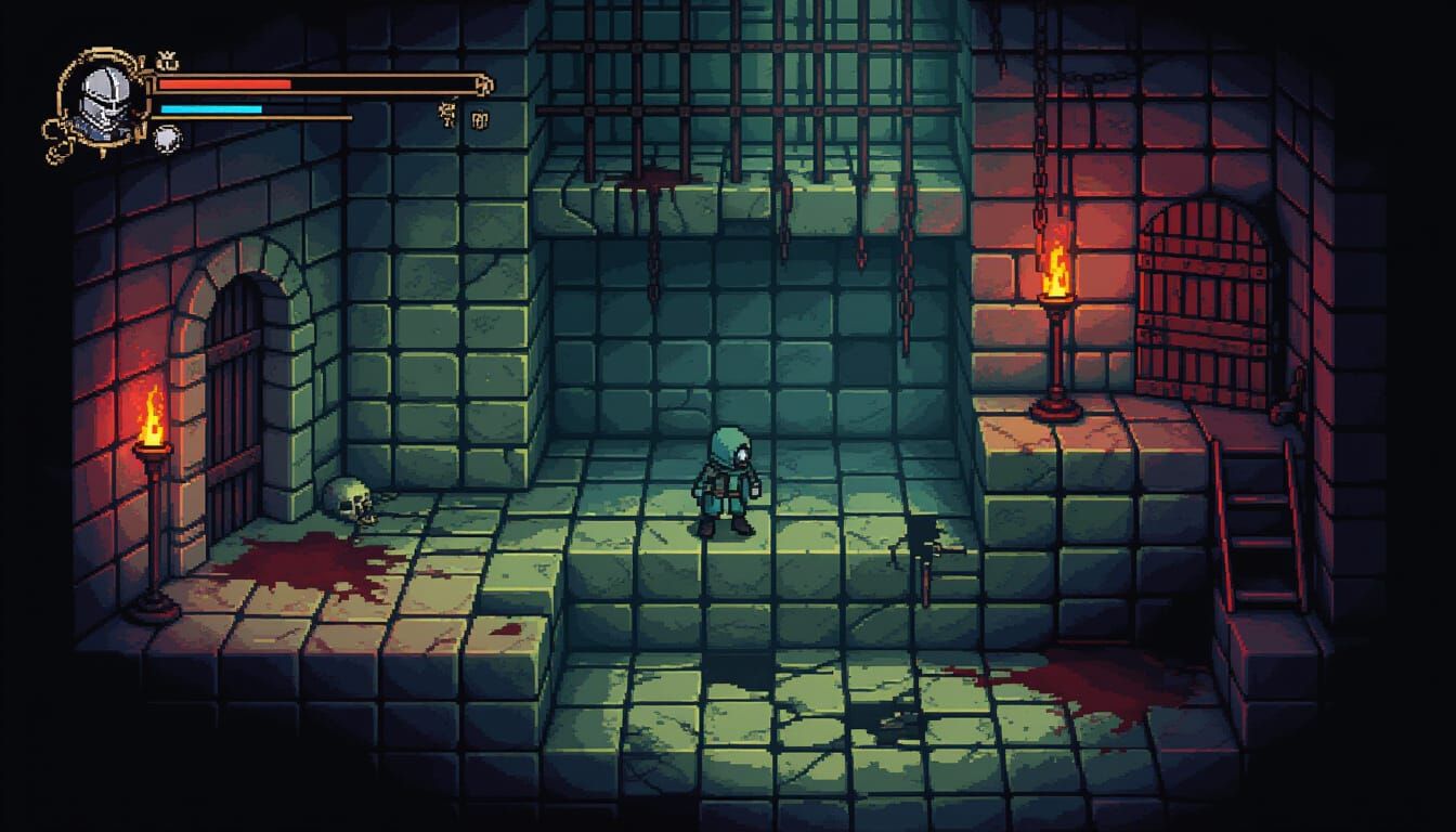 Medieval Dungeon Platformer in Octopath Traveler Style