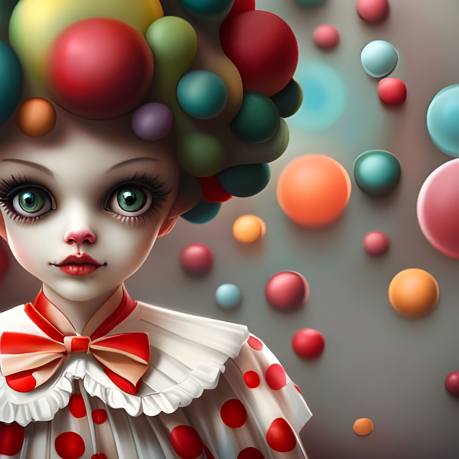 Surreal Art Doll Clown in Pop Surrealism Style