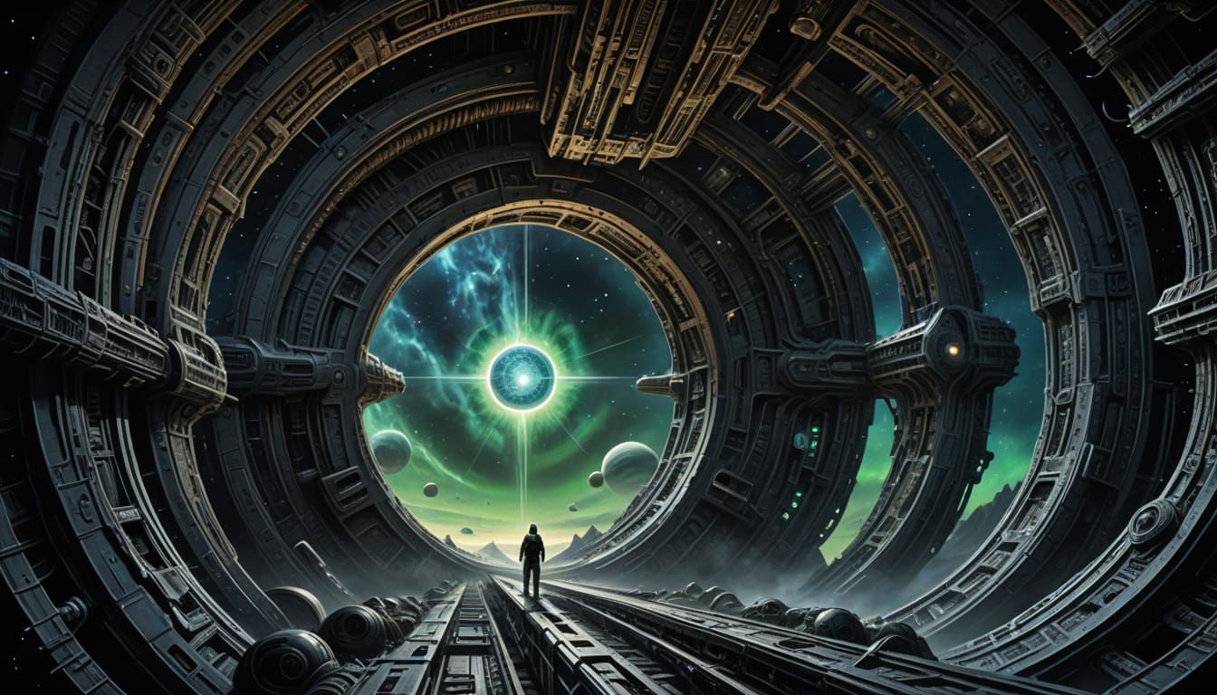 Cosmic Gateway in Vibrant Aurora Borealis