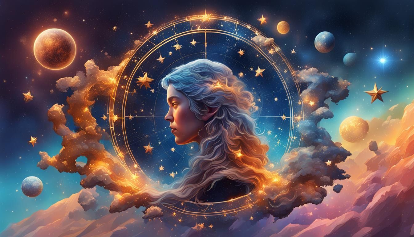 Hyperrealistic Astrology and Stars Splash Art