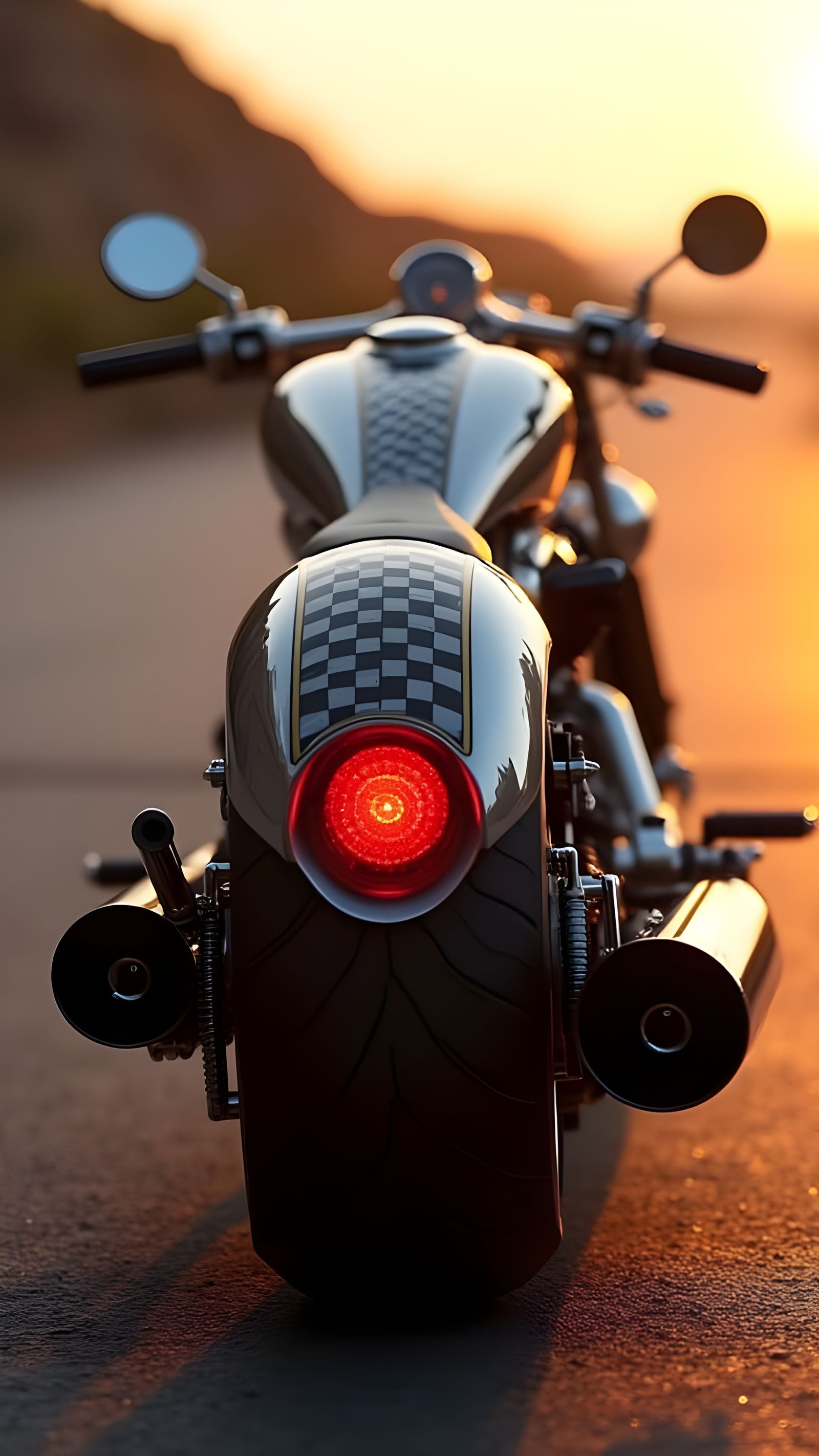 Custom Motorcycle Gleaming Under Cinematic Light