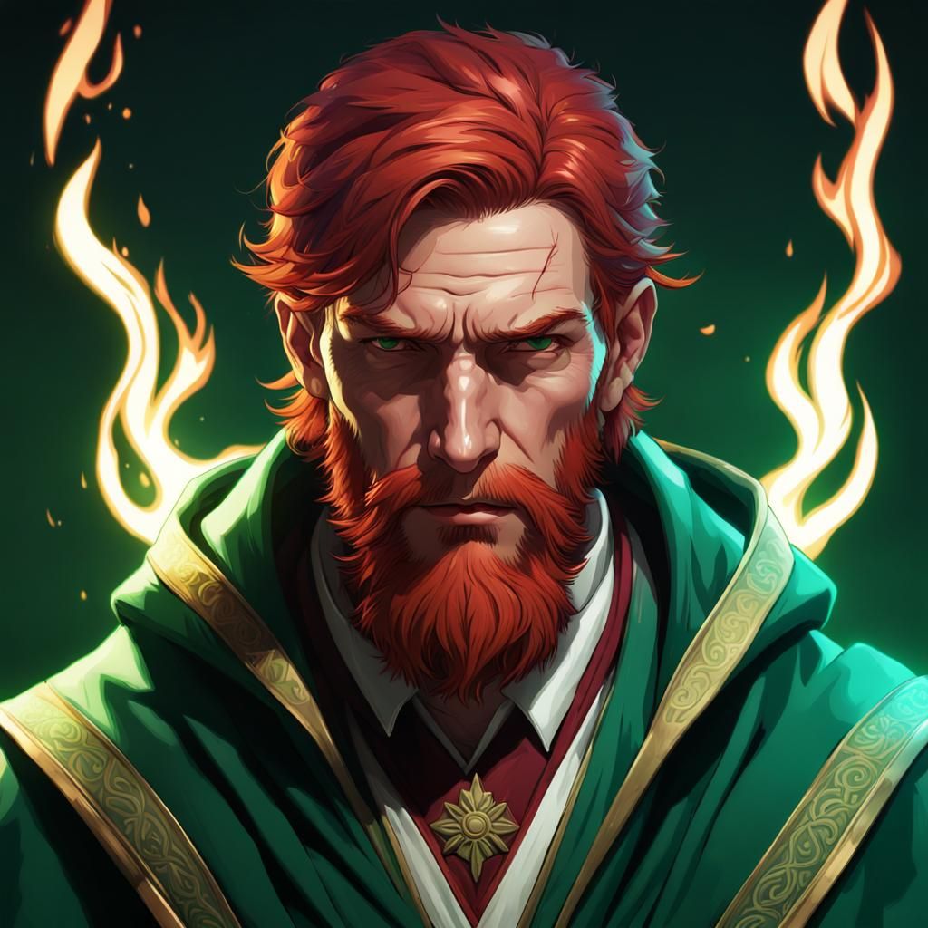 Determined Red-Haired Reverend Portrait