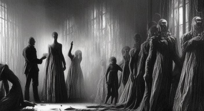 Creepy Animatronics in Gothic Horror Style