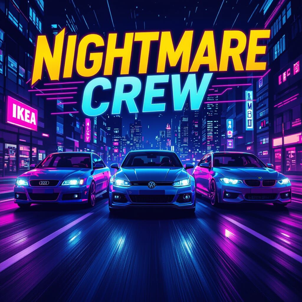 NightMare Crew Logo: Cyberpunk Street Racing Cars