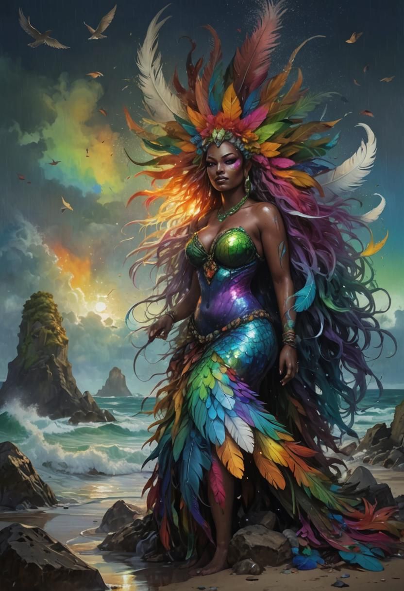 Rainbow Goddess of the Beach: Graffiti Anime Art