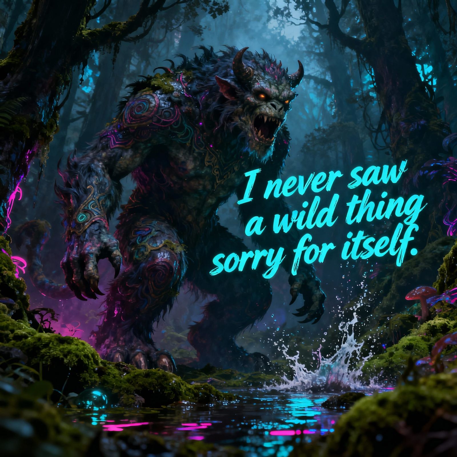 Wild Monster in Dark Forest Digital Matte Painting