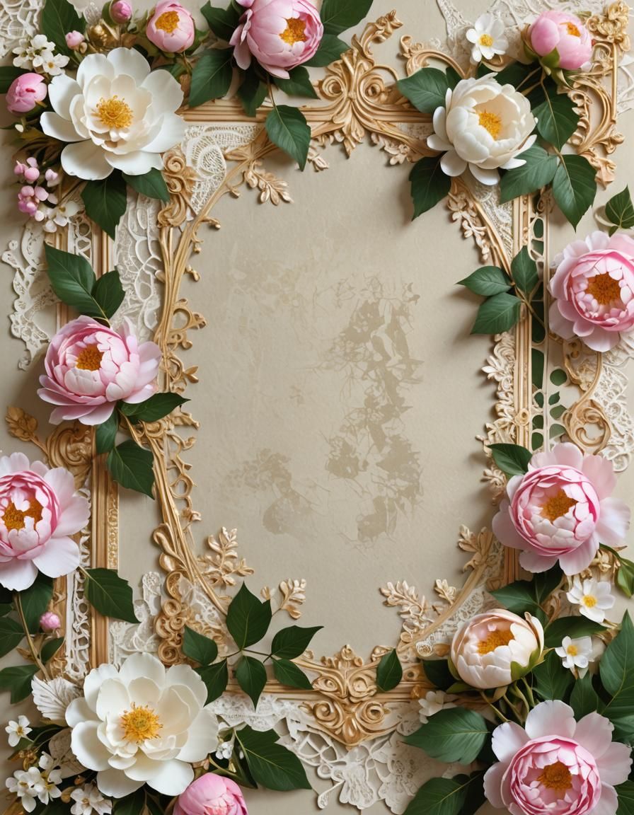 Vintage Scrapbook Page with Lace and Floral 3D Render