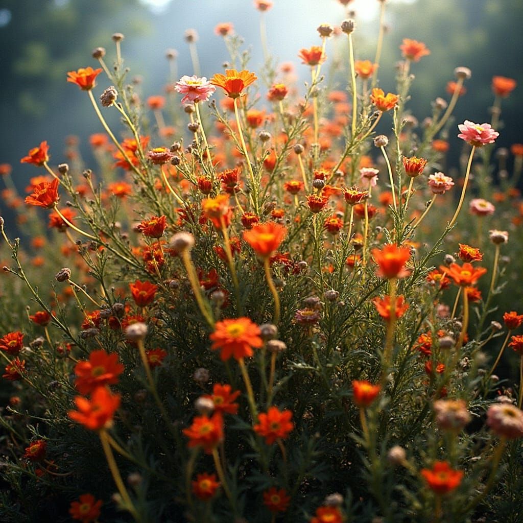 Hyperrealistic Portrait Amidst Wildflowers in Splash Art Sty...