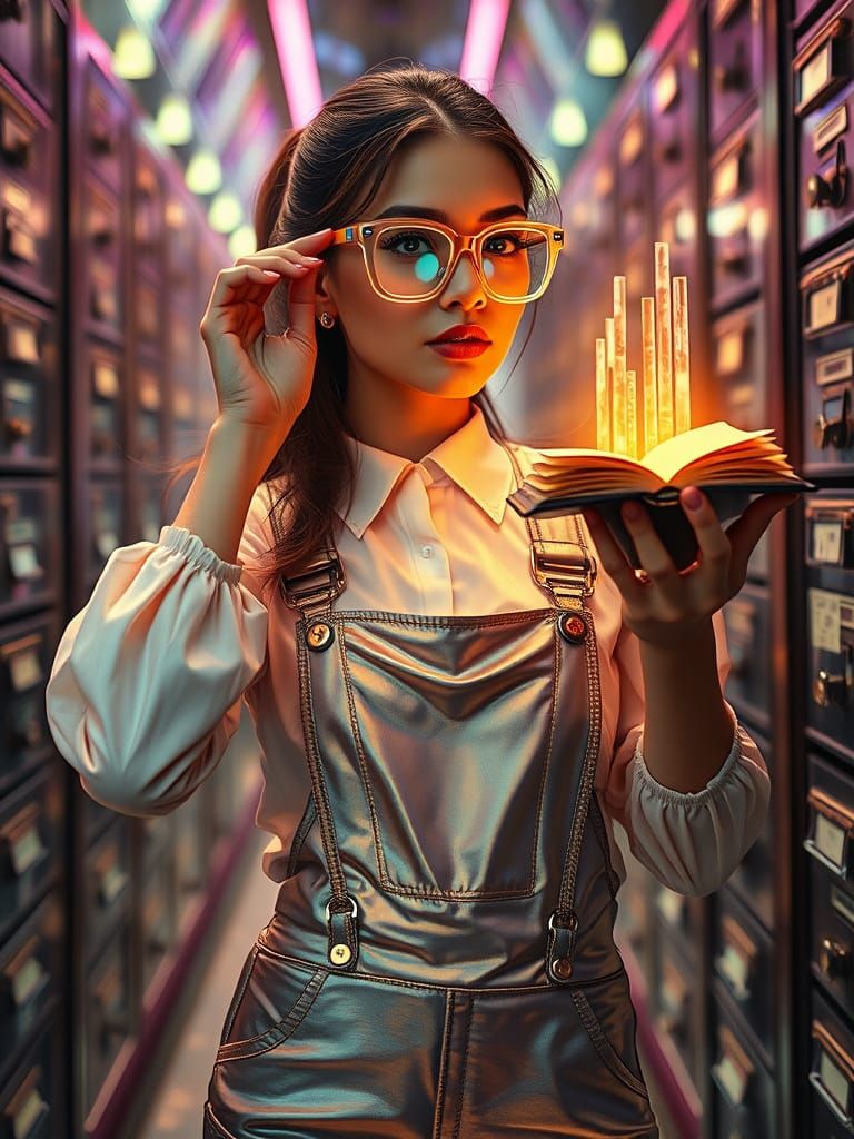 Cyber-Librarian Muse in Neo-Baroque Archive