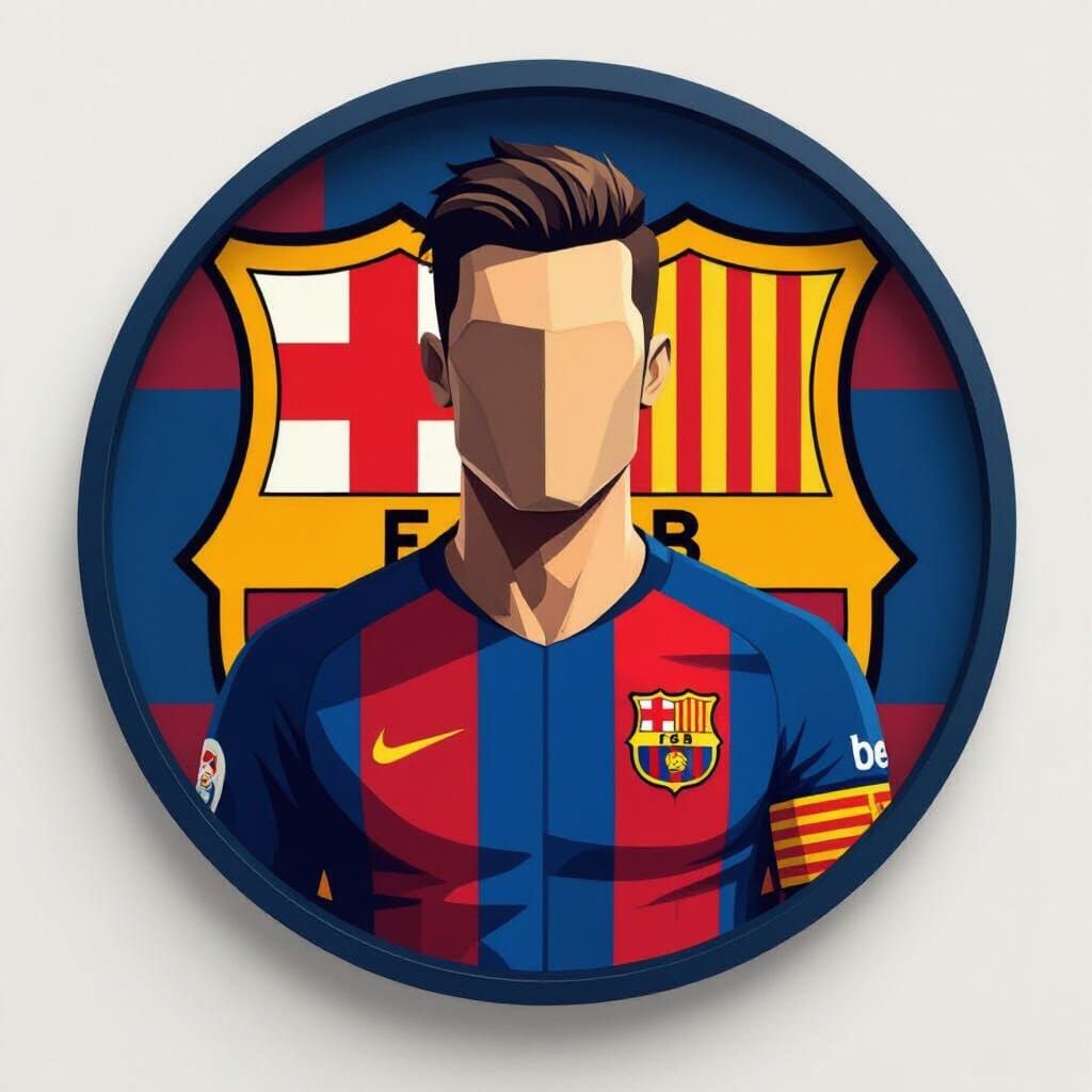Faceless Football Player Icon in Barcelona Jersey