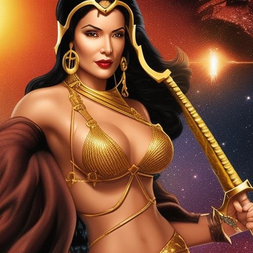 Martian Warrior Woman with Golden Bikini and Sword