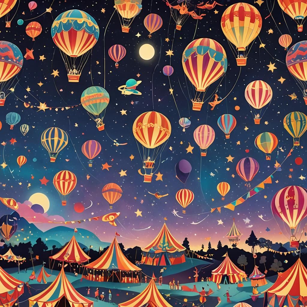Fantasy Circus in the Sky: A Papercut Illustration